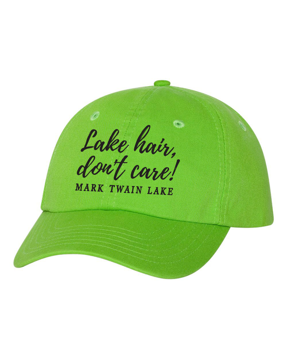 Lake hair don't care neon green cap